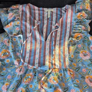 Matilda Jane Red and Blue Floral Striped Dress